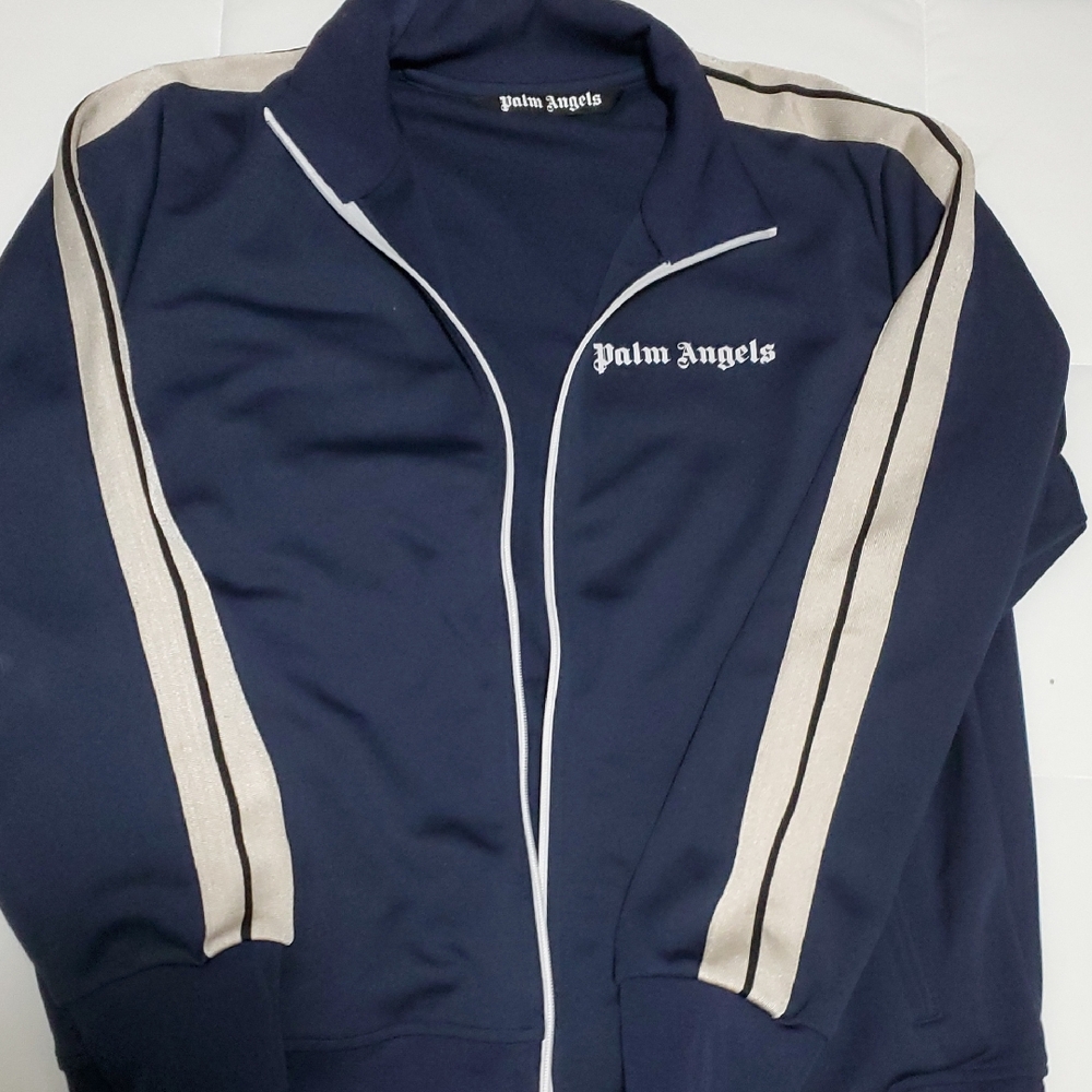 Palm Angels Blue and White Bomber Jacket